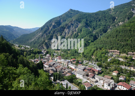 Aerial View or High-Angle View over Guillaumes in the Haut-Var or Upper Var Valley Alpes-Maritimes France Stock Photo