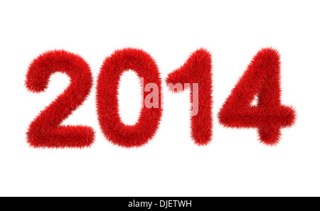 new year 2014 3d furry logo Stock Photo