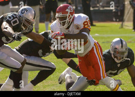 Kansas City Chiefs wide receiver Johnny Morton (80) celebrates a touchdown  in the fourth quarter with teammate wide receiver Eddie Kennison (87)  during NFL Monday Night Football on Dec. 13, 2004 at