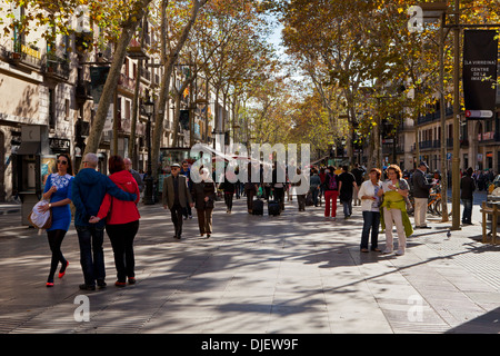 People strolling in Las Ramblas, Barcelona Stock Photo