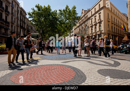People strolling in Las Ramblas, Barcelona Stock Photo