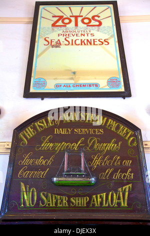 Old Railway Advertising Signage, Port Erin Railway Station, Port Erin, Isle of Man Stock Photo