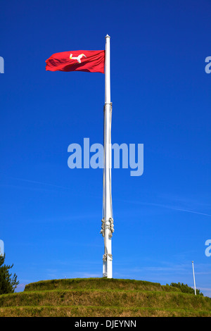 Isle of Man Flag on Tynwald Hill, St. Johns, Isle of Man Stock Photo