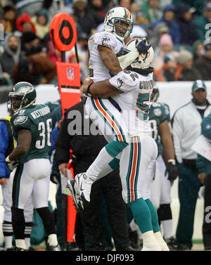 Miami Dolphins safety Jason Allen encourages the crowd after