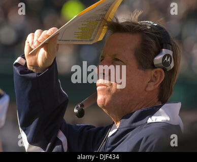 Dec 30, 2007 - OAKLAND, CA, USA - San Diego Chargers head coach NORV TURNER looks out onto the field during a game against the Oakland Raiders at the McAfee Coliseum. (Credit Image: © Al Golub/ZUMApress.com) Stock Photo