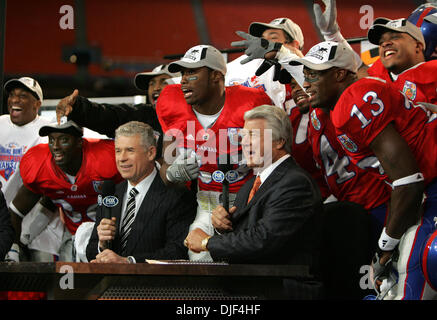 Jan 03, 2008 - Miami Gardens, Florida, USA - Kansas players take over the Fox television set after their win in the Orange Bowl. (Credit Image: © Allen Eyestone/Palm Beach Post/ZUMA Press) RESTRICTIONS: * USA Tabloids Rights OUT * Stock Photo
