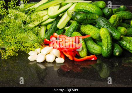 Fresh ingredients for pickling or making pickles Stock Photo