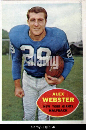 Jan 17, 2008 - Hobe Sound, Florida, USA - A trading card of ALEX WEBSTER, a former halfback and coach for the New York Giants from . (Credit Image: © Meghan McCarthy/Palm Beach Post/ZUMA Press) RESTRICTIONS: * USA Tabloids Rights OUT * Stock Photo