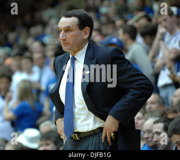 Feb 27, 2008 - Durham, North Carolina, USA - NCAA College Basketball: Duke Bluedevils Head Coach MIKE KRZYZEWSKI as the Duke Bluedevils defeated the Georgia Tech Yellow Jackets with a final score of 71-58 as they played at the Cameron Indoor Stadium located in Durham.  (Credit Image: © Jason Moore/ZUMA Press) Stock Photo