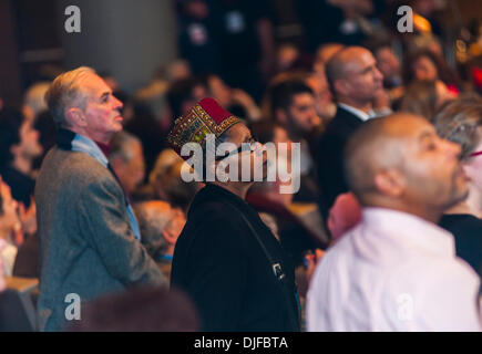 Paris, France, French Socialist Party Meeting, Against Extreme Right, Mixed Multiracial Audience Listening, large multicultural crowd diverse Stock Photo