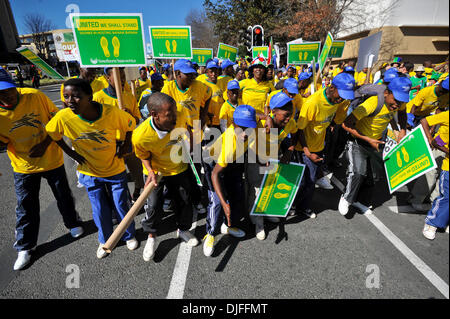 Jun. 09, 2010 - Johannesburg, Gauteng, South Africa - South Africans celebrate at the 'United We Shall Stand' rally for the South African national soccer team, Bafana Bafana. South Africa is hosting the FIFA World Cup, which begins June 11. (Credit Image: © Mark Sobhani/ZUMApress.com) Stock Photo