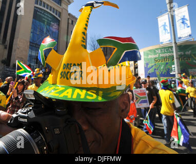 Jun. 09, 2010 - Johannesburg, Gauteng, South Africa - South Africans celebrate at the 'United We Shall Stand' rally for the South African national soccer team, Bafana Bafana. South Africa is hosting the FIFA World Cup, which begins June 11. (Credit Image: © Mark Sobhani/ZUMApress.com) Stock Photo