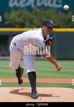 June 10, 2010 - Denver, Colorado, U.S. - MLB Baseball - Colorado Rockies pitcher JHOULYS CHACIN throws during a 4-5 loss to the Houston Astros at Coors Field. (Credit Image: © Don Senia Murray/ZUMApress.com) Stock Photo