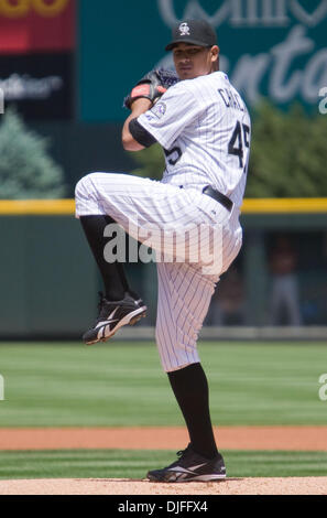 June 10, 2010 - Denver, Colorado, U.S. - MLB Baseball - Colorado Rockies pitcher JHOULYS CHACIN throws during a 4-5 loss to the Houston Astros at Coors Field. (Credit Image: © Don Senia Murray/ZUMApress.com) Stock Photo