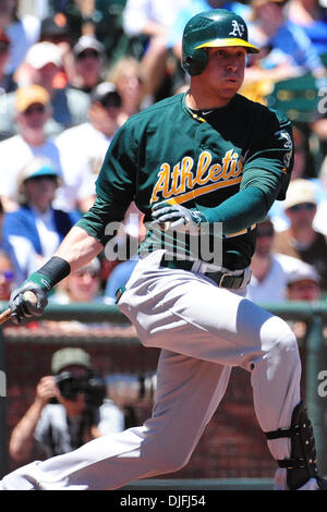 San Francisco, CA: Oakland Athletics' right fielder Ryan Sweeney (21) at bat. The Giants won the game 6-2. (Credit Image: © Charles Herskowitz/Southcreek Global/ZUMApress.com) Stock Photo