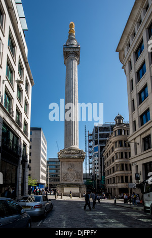 The Monument to the Great Fire of London in the City Stock Photo