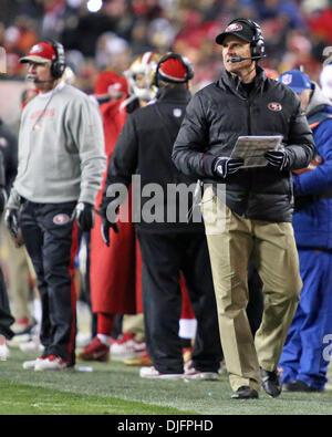Landover, Maryland, USA. 25th Nov, 2013. San Francisco 49ers Head Coach Jim Harbaugh in action during a regular season match between the Washington Redskins and the San Francisco 49ers at FedEx Field in Landover, Maryland. Credit:  Action Plus Sports/Alamy Live News Stock Photo