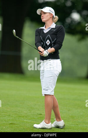 Golfer Sarah Jane Smith hits a pitching wedge to the 8th green during the third round of the 2010 LPGA Championship Presented by Wegmans at the Locust Hill Country Club in Pittsford, New York. (Credit Image: © Mark Konezny/Southcreek Global/ZUMApress.com) Stock Photo