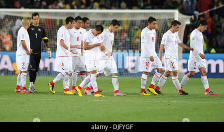 June 28, 2010 - Johannesburg, South Africa - Players of Chile react after the 2010 FIFA World Cup soccer match between Brazil and Chile at Ellis Park Stadium on June 28, 2010 in Johannesburg, South Africa. (Credit Image: © Luca Ghidoni/ZUMApress.com) Stock Photo