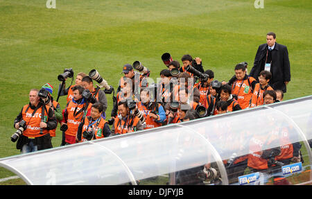 June 28, 2010 - Pretoria, South Africa - Photographers are seen before the 2010 FIFA World Cup soccer match between Paraguay and Japan at Loftus Versfeld Stadium on June 29, 2010 in Pretoria, South Africa. (Credit Image: © Luca Ghidoni/ZUMApress.com) Stock Photo