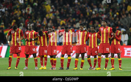 July 02, 2010 - Johannesburg, South Africa - Players of Ghana react during the 2010 FIFA World Cup Quarter Final soccer match between Uruguay and Ghana at Soccer City Stadium on June 02, 2010 in Johannesburg, South Africa. (Credit Image: © Luca Ghidoni/ZUMApress.com) Stock Photo
