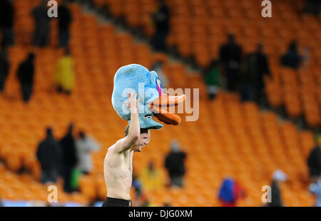 July 02, 2010 - Johannesburg, South Africa - Diego Perez of Uruguay celebrates after the 2010 FIFA World Cup Quarter Final soccer match between Uruguay and Ghana at Soccer City Stadium on June 02, 2010 in Johannesburg, South Africa. (Credit Image: © Luca Ghidoni/ZUMApress.com) Stock Photo