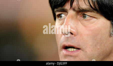 July 07, 2010 - Durban, South Africa - Joachim Loew, coach of Germany attends the 2010 FIFA World Cup Semi Final soccer match between Germany and Spain at Princess Magogo Stadium on July 7, 2010 in Durban, South Africa. (Credit Image: © Luca Ghidoni/ZUMApress.com) Stock Photo
