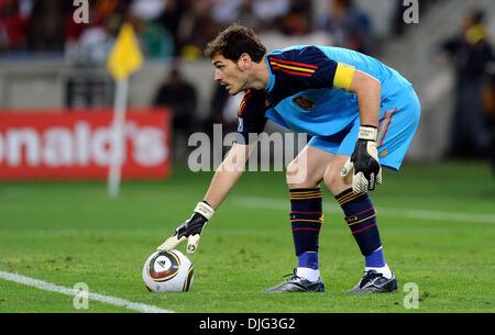 July 07, 2010 - Durban, South Africa - Iker Casillas of Spain is seen during the 2010 FIFA World Cup Semi Final soccer match between Germany and Spain at Princess Magogo Stadium on July 7, 2010 in Durban, South Africa. (Credit Image: © Luca Ghidoni/ZUMApress.com) Stock Photo