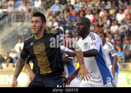 July 10, 2010 - Chester, Pennsylvania, United States of America - 10 July 2010: Philadelphia Union defender Danny Califf (#4) gets ready for the ball during the match against the San Jose Earthquakes at PPL Park in Chester, PA. The Union lost 2-1. Mandatory Credit: Kate McGovern / Southcreek Global (Credit Image: Â© Southcreek Global/ZUMApress.com) Stock Photo