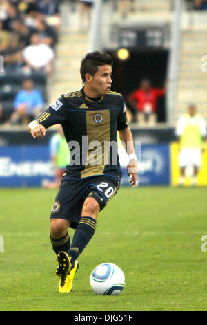 July 10, 2010 - Chester, Pennsylvania, United States of America - 10 July 2010: Philadelphia Union midfielder Roger Torres (#20) dribbles the ball during the match against the San Jose Earthquakes at PPL Park in Chester, PA. The Union lost 2-1. Mandatory Credit: Kate McGovern / Southcreek Global (Credit Image: Â© Southcreek Global/ZUMApress.com) Stock Photo