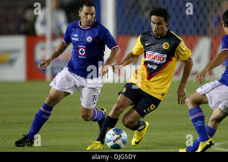 Cruz Azul forward Christian Gimenez and Club America defender Enrique  Esqueda battle for a loose ball in the second half of .a friendly match at  the Rose Bowl in Pasadena, California. (Credit Image: © Tony  Leon/Southcreek Global/ Stock ...