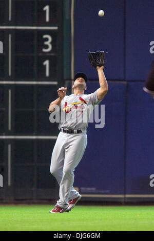 July 11, 2010 - Houston, Texas, United States of America - 11 July 2010: St. Louis Cardinals left fielder Matt Holliday (7) makes the grab. The St. Louis Cardinals defeated the  Houston Astros 4 - 2 at Minute Maid Park, Houston, Texas..Mandatory Credit: Luis Leyva/Southcreek Global (Credit Image: © Southcreek Global/ZUMApress.com) Stock Photo