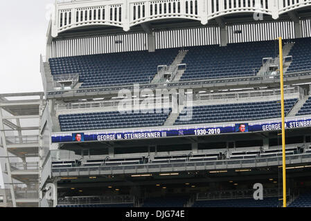 Jul 13, 2010 - Bronx, New York, USA - Yankee Stadium on the day George M. Steinbrenner III, principal owner of the New York Yankees franchise dies. PICTURED: Interior banners of George. (Credit Image: © Angel Chevrestt/ZUMApress.com) Stock Photo