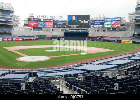 Jul 13, 2010 - Bronx, New York, USA - Yankee Stadium on the day George M. Steinbrenner III, principal owner of the New York Yankees franchise dies. PICTURED: Interior photo of George on Jumbotron 'The Boss.' (Credit Image: © Angel Chevrestt/ZUMApress.com) Stock Photo