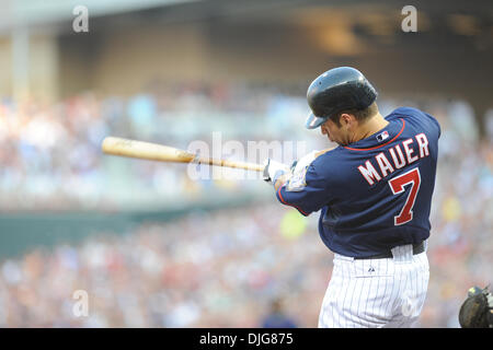 Twins catcher Joe Mauer #7 hits a game tying home run in the top of the 9th  inning during the game between the Minnesota Twins vs Philadelphia Phillies  at Citizens Bank Park