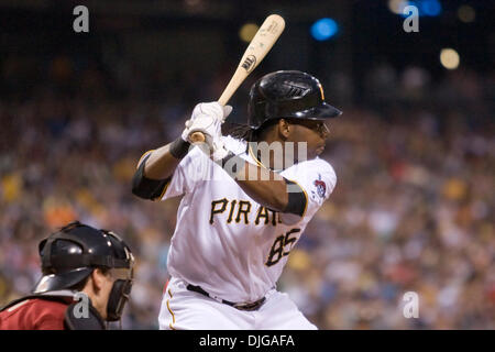 July 17, 2010 - Pittsburgh, Pennsylvania, United States of America - 17 July 2010: Pittsburgh Pirates rightfielder Lastings Milledge (85) at bat during the National League game between the Houston Astros and the Pittsburgh Pirates.  The Pirates defeated the Astros 12-6 before 36,665 fans at PNC Park in Pittsburgh PA.  Mandatory Credit: Frank Jansky / Southcreek Global (Credit Image Stock Photo