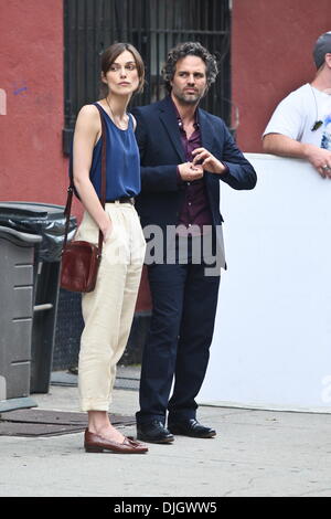 Keira Knightley and Mark Ruffalo seen on the set of their new movie