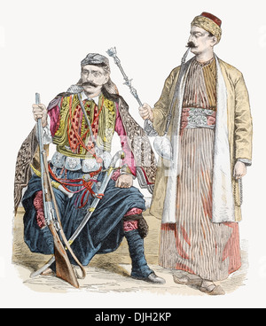 19th century XIX Left to right Lebanese Prince and Muslim of Damascus Stock Photo