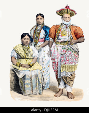 19th century XIX Sri Lanka middle class costume Stock Photo