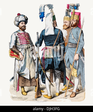 17th century XVII and early 18th century XVIII Turkish military officers Stock Photo