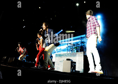 Harry Styles Niall Horan Zayn Malik Liam Payne and Louis Tomlinson One Direction performs at Molson Amphitheatre Toronto Canada Stock Photo