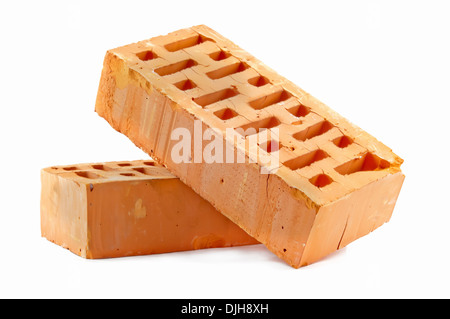 two red bricks isolated on a white background Stock Photo