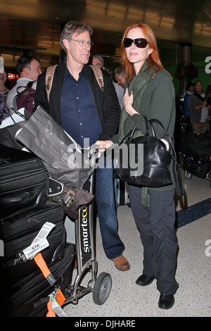 Marcia Cross and husband Tom Mahoney Celebrities seen at LAX airport Los Angeles California - 21.05.12 Stock Photo