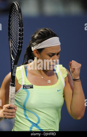 July 29, 2010 - Stanford, California, United States of America - 29 July 2010: Marion Bartoli (FRA) celebrates after defeating Ana Ivanovic 6-3, 6-4 during singles action at the Bank of the West Classic at the Taube Family Tennis Center in Stanford, CA..Mandatory Credit: Matt Cohen / Southcreek Global (Credit Image: Â© Southcreek Global/ZUMApress.com) Stock Photo