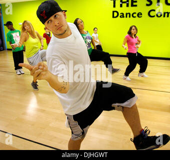 July 30, 2010 - Clearwater, FL, USA - DOUGLAS R. CLIFFORD | Times .NP 326284 CLIF DANCER 2 FRIDAY (7/30/2010) CLEARWATER Chase Benz (CQ), 23, of Los Angeles, California, works through a section of choreography which he created for Rihanna's song Rehab while teaching a Master Class on Friday at The Studio Dance Co. in Clearwater. Benz is touring with Rihanna as her dance captain and Stock Photo