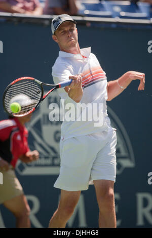 Jul 31, 2010 - Los Angeles, California, U.S. - Farmers Insurance Classic ATP tennis at UCLA, July 31st, 2010 - SAM QUERREY returns a ball against opponent Janko Tipsarevic in an ATP tennis tournament held at the UCLA LA Tennis Center in Westwood, Los Angeles, CA. Querrey won the match 6-7 7-6 6-4.  (Credit Image: © Wally Nell/ZUMApress.com) Stock Photo