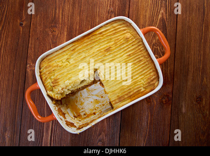 delicious home made Shepherd's pie - traditional British home-cooking.baked mashed potatoes and ground beef with vegetables Stock Photo