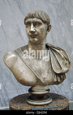 Trajan (53-117 AD). Roman emperor. Bust. Marble. Braccio Nuovo Gallery. Chiaramonti Museum. Vatican Museums. Vatican City. Stock Photo