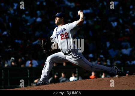 Aug. 01, 2010 - San Francisco, California, United States of America - 01-August-2010: San Francisco, CA:   San Francisco Giants Hosts the Los Angeles Dodgers.  Los Angeles Dodgers starting pitcher Clayton Kershaw (22) pitches against the San Francisco Giants.  San Francisco Giants win the game 2-0.  Mandatory Credit: Dinno Kovic / Southcreek Global Media (Credit Image: Â© Southcree Stock Photo