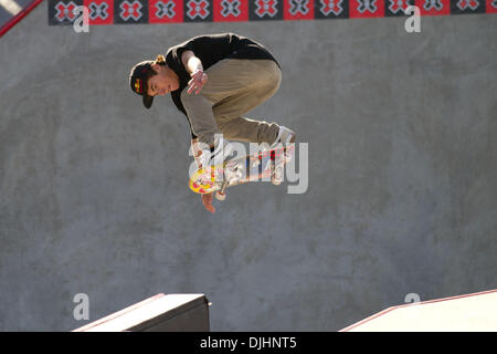 Aug. 01, 2010 - Los Angeles, CA, United States of America - 1 August 2010:  Pedro Barros won the gold in Skateboard Park at the X Games with big airs and smooth transitions.  Mandatory Credit: Josh Chapel / Southcreek Global (Credit Image: © Southcreek Global/ZUMApress.com) Stock Photo